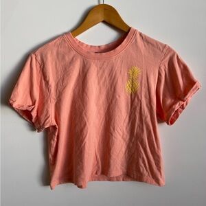 Peach Crop Top with Pineapple Design